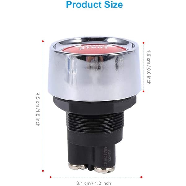 Motorstartknapp Multifunksjonell trykknappbryter DC 12V 50A Tenningstarter for bil (Rød) KLB