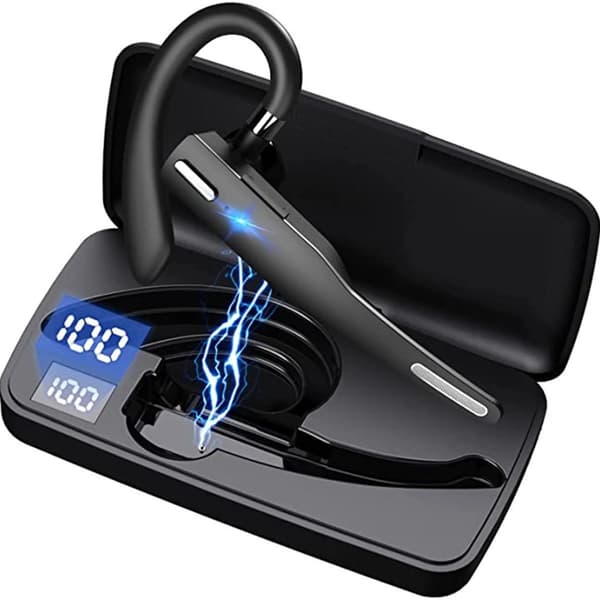 Headset med mikrofon Bluetooth, 2,4 GHz hodetelefoner trådløse med ladeboks LED