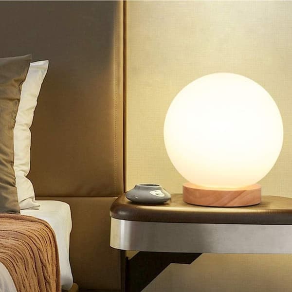 Træbordlampe, dekorativ bordlampe E27 KLB