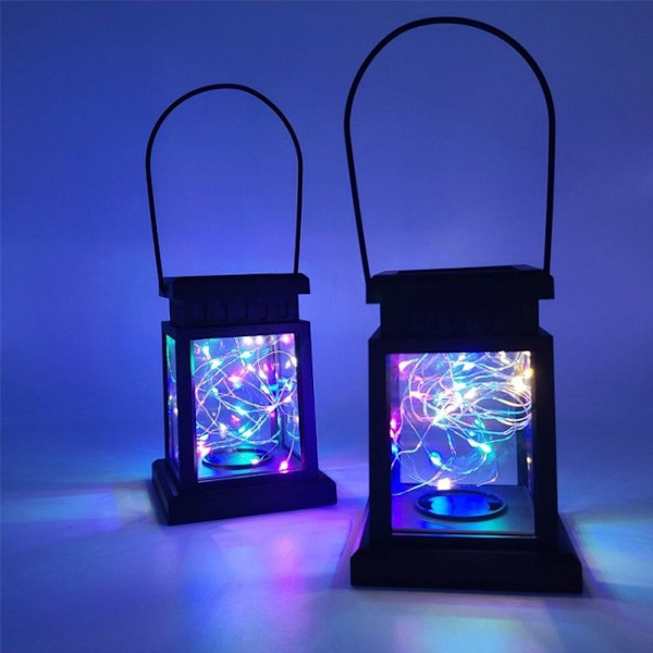 Aurinkokennoinen LED-tähtipalatsi-lyhty, joulukoriste, retrokuparilankajouluvalot