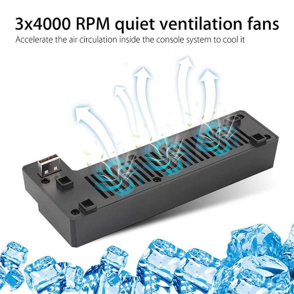 USB-ventilator til Xbox One X - 3 ventilatorer, USB-port, køling KLB
