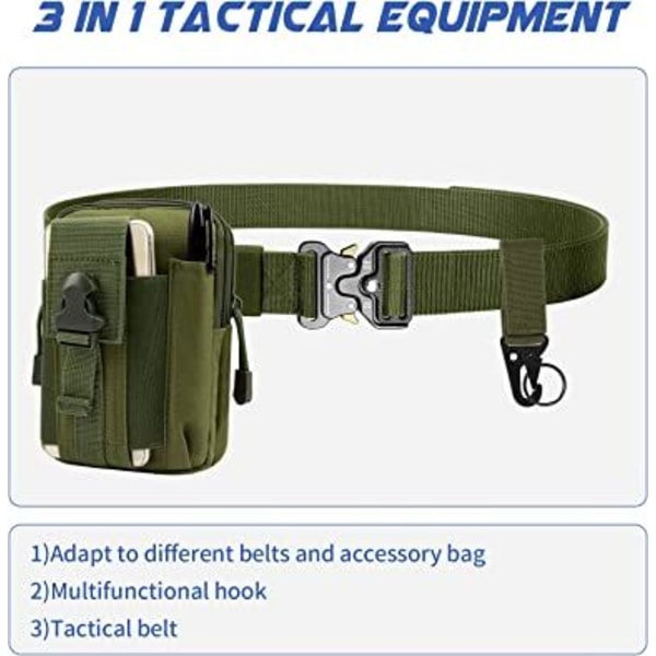 Taktisk belte for menn 1,5" militært nylonbelte med hurtigutløsende metallspennegave med Molle taktisk veske og krok
