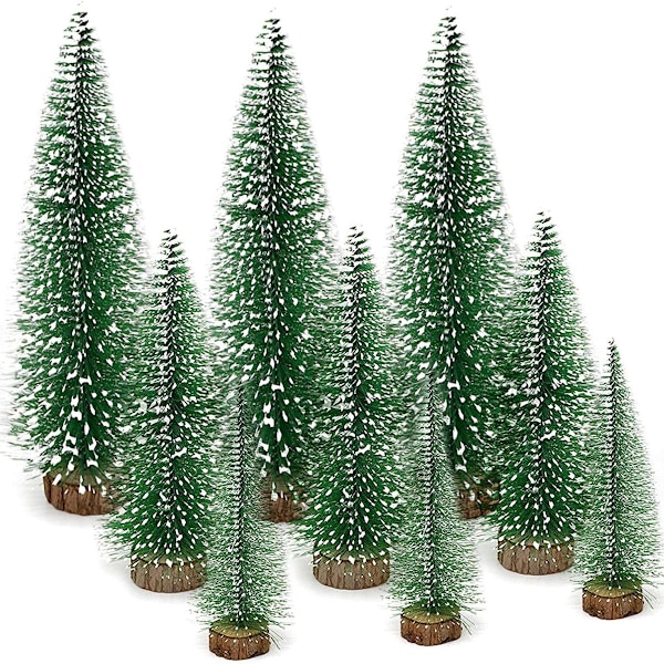 Mini kunstig juletræ, 9 stykker mini kunstig juletræ med KLB