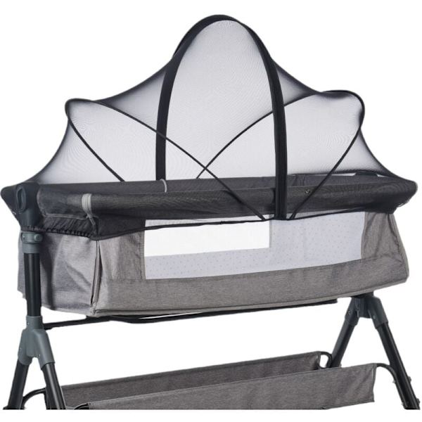 Myggnät för spjälsäng/vaggor/resebädd/extrasäng/babysäng, fint nättyg, enkelt att installera (SVART, 96 55CM) KLB