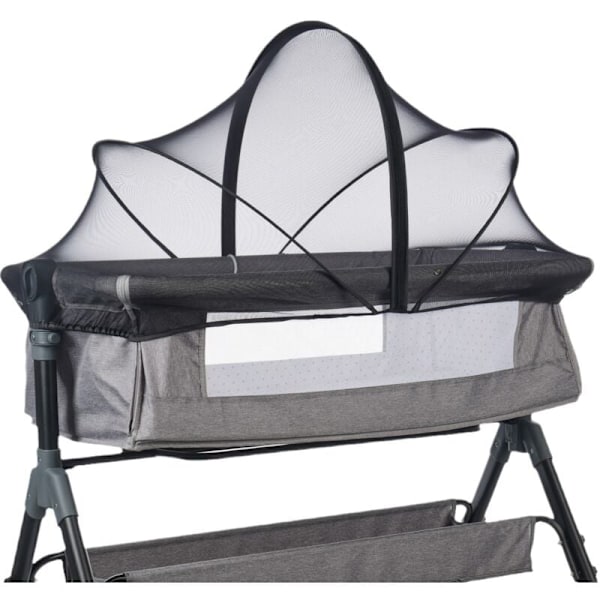 Myggnett for barneseng/vugger/reiseseng/ekstraseng/paraplyvugge, fint mesh-stoff, enkelt å installere (SVART, 96 55CM) KLB