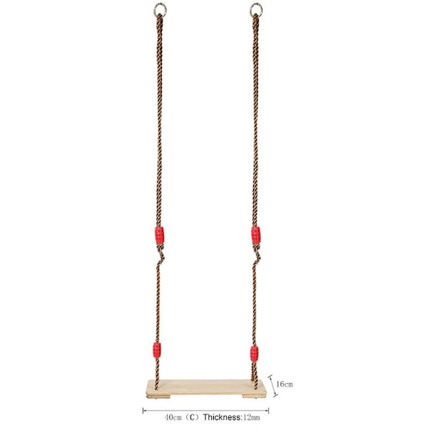 40*16*1,2 cm Trägunga Gunga Vuxna Barn Trägunga Säte med Justerbara Rep för Trä Inomhus Utomhus Lekplats