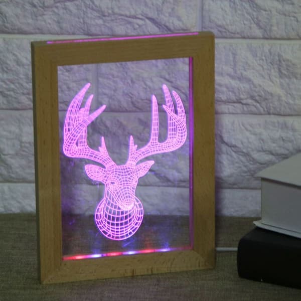 LED 3D nattlys skrivebordslampe akrylpanel mønsterlys KLB