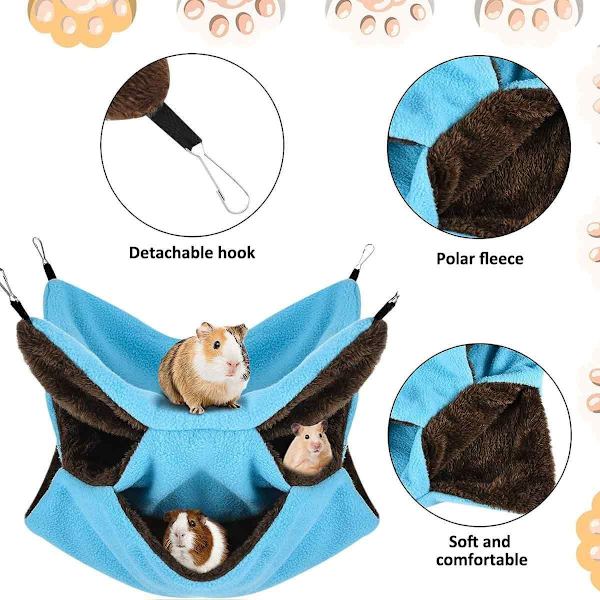 1 stk Hengekøye for ekorn Sovepose Hamster Hengekøye Honning Blå KLB