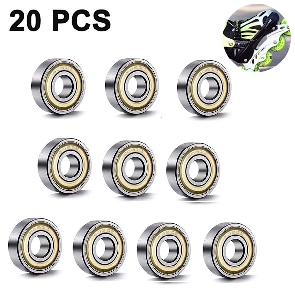 608 ZZ kullager, 20-pack 8 mm x 22 mm x 7 mm metall dubbelskyddade miniatyr KLB