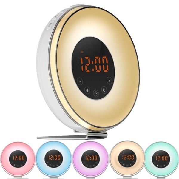 Simulated Sunrise and Sunset Sleep Light Alarm Clock with FM Radio (UK)