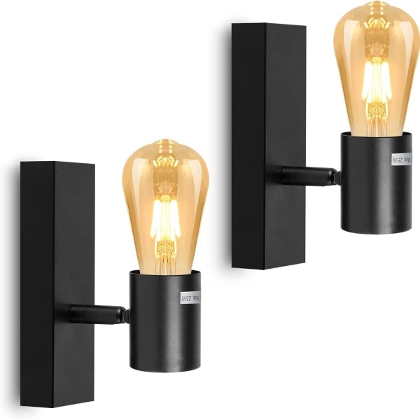 Vintage design indvendig væglampe, sort væglampe, E27 fatning, levering uden