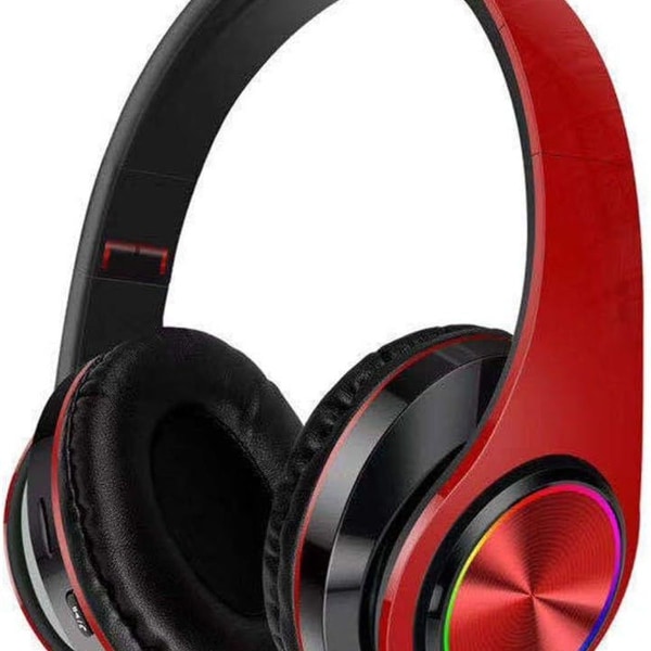 Ljusgivande Active Noise Cancelling Trådlöst Bluetooth Headset Röd