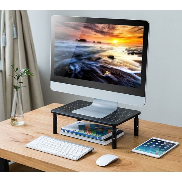 Monitor Stativ - Ergonomisk 3 Højdejusterbar Laptop Stativ med Mesh Platform til Bærbar, Computer, iMac, PC, Printer op til 20 kg KLB