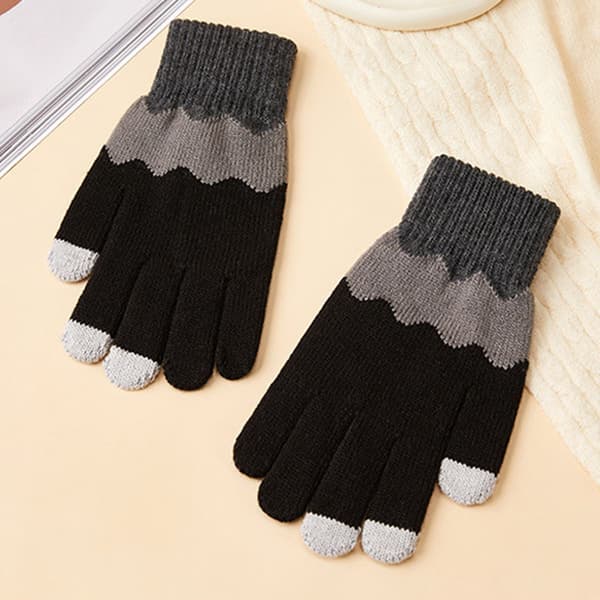 Kvinders Vinter Touchscreen Uld Magiske Handsker Varme Strikkede Fleece Foret Sort KLB