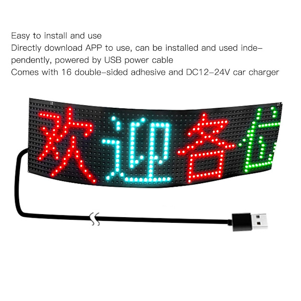 Flexibel LED-bilskärm, ultratunn, Bluetooth-appkontroll KLB