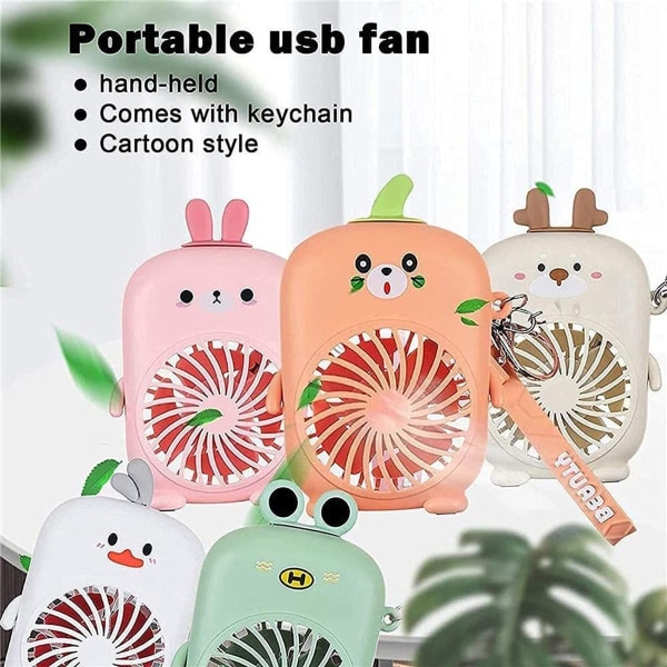 Mini Cute Animal Fan med nøglering (Pink)