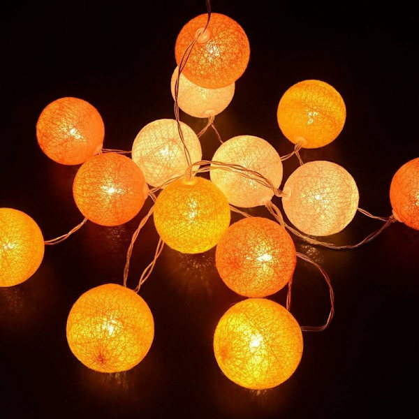 m lyskæde med 10 farverige LED-kugler - Batteridrevet, ideel til jul eller bryllup Orange farver KLB