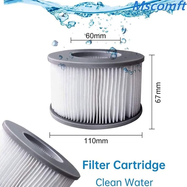 Swimming Mscomft 4-pack ersättningsfilter för MSPA badtunnefilter - filterpatron KLB