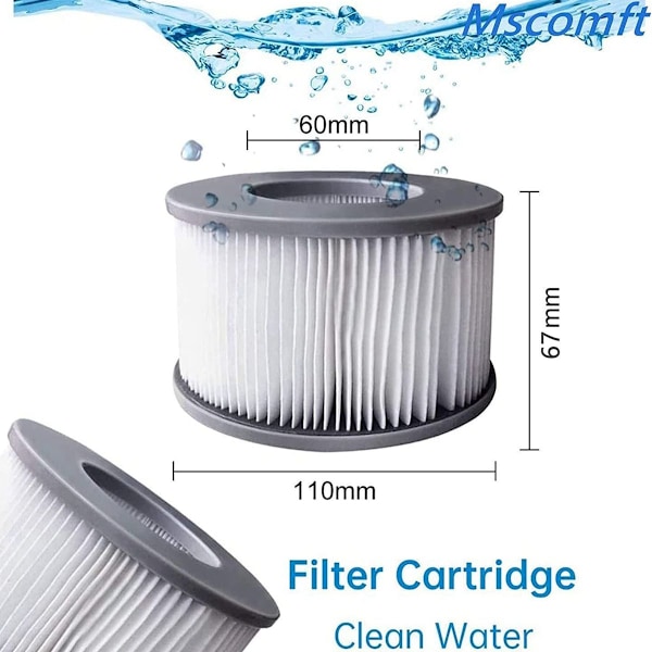 Swimming Mscomft 4-pak erstatningsfilter til MSPA boblebadfilter - filterpatron KLB