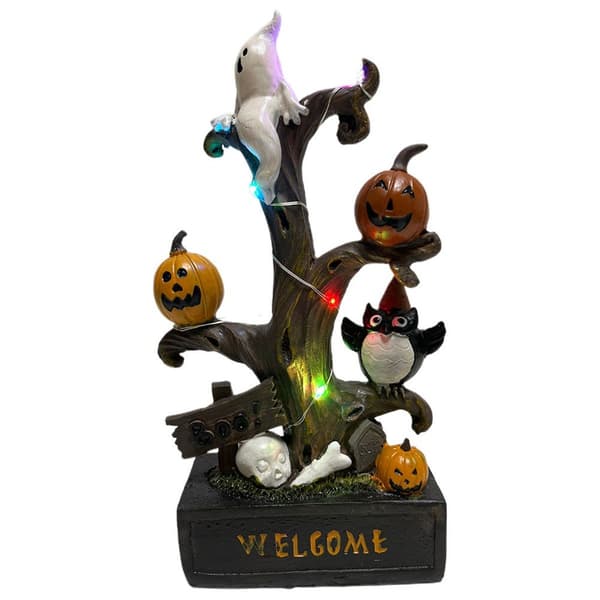 Halloween harpiks gren statue med græskar lys bord KLB