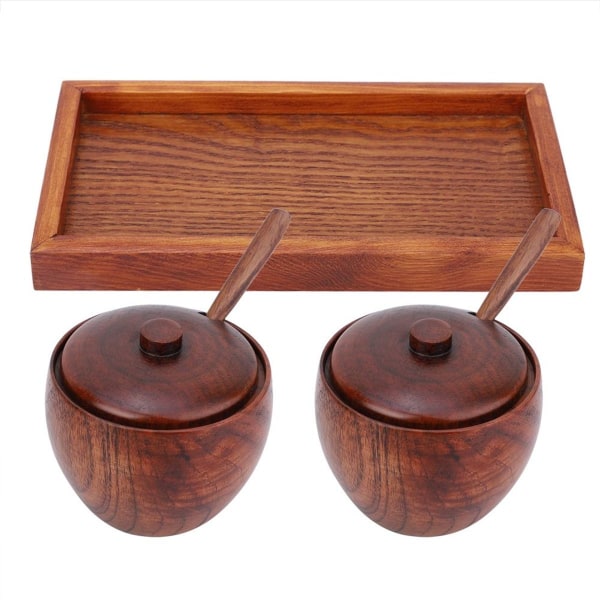 Piece Wooden Spice Storage Box Set Salt Spices Spices KLB