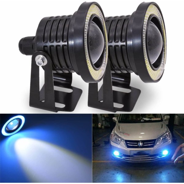 2 st Universal High Power 6.3 Vita LED Projektor Dimljus, Isblå COB Dagsvarselljus