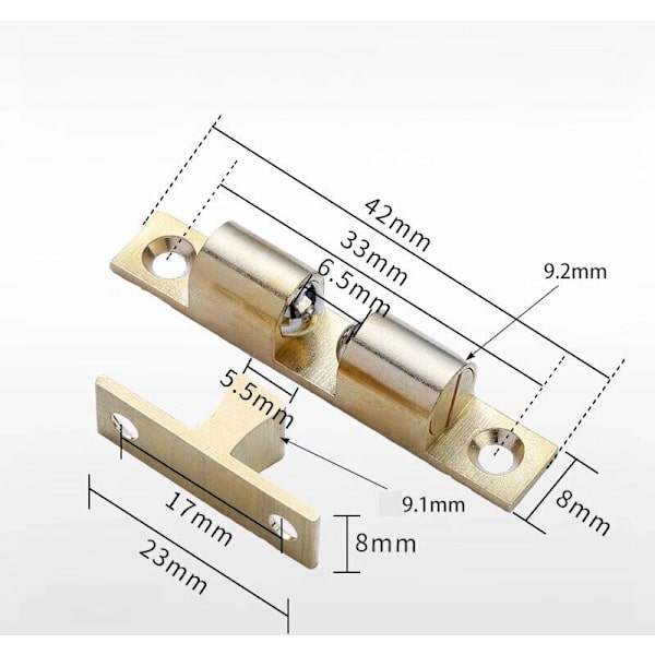 Kuparipallolukko Rullalukko Kaksoispallolukko Ruuveilla Kaapin ja Huonekalujen Sulkemiseen (6 Kpl, 42mm) KLB