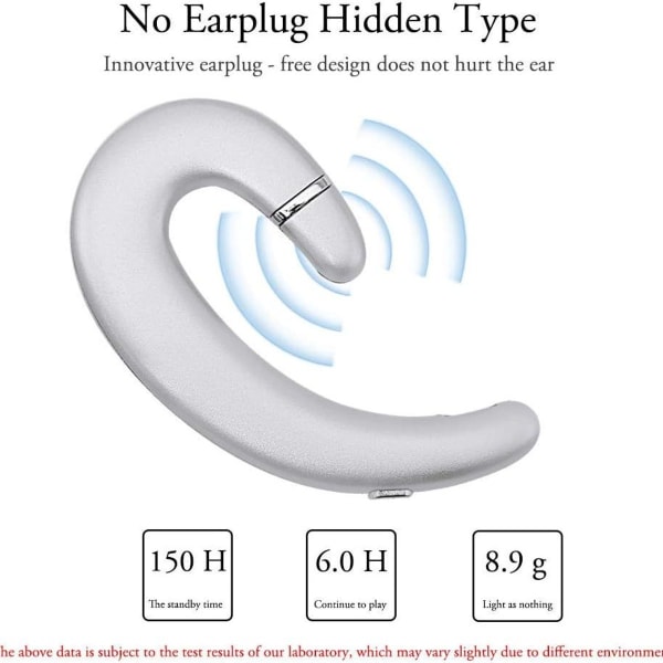 Trådlösa Bluetooth hörlurar med öronkrok, headset utan öronproppar silver