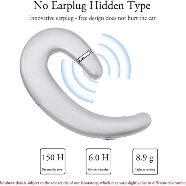 Trådlösa Bluetooth-hörlurar med öronkrok, headset utan öronproppar silver