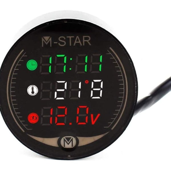 3 i 1 Voltmeter, Entweg 3 i 1 Motorcykel ATV Voltmeter + Elektronisk Klocka +