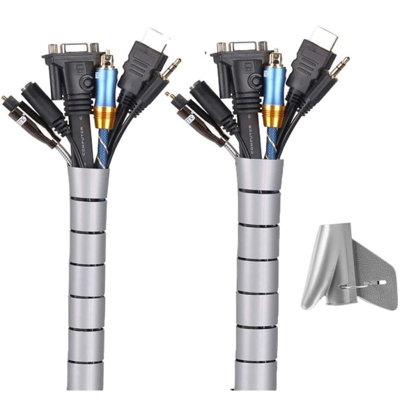 Universal kabelslange 2x2 M fleksibel kabelkanal kabelmanchet grå KLB