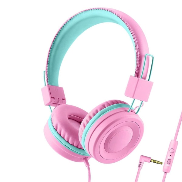Hovedtelefoner børn, kabel hovedtelefoner til piger, pink
