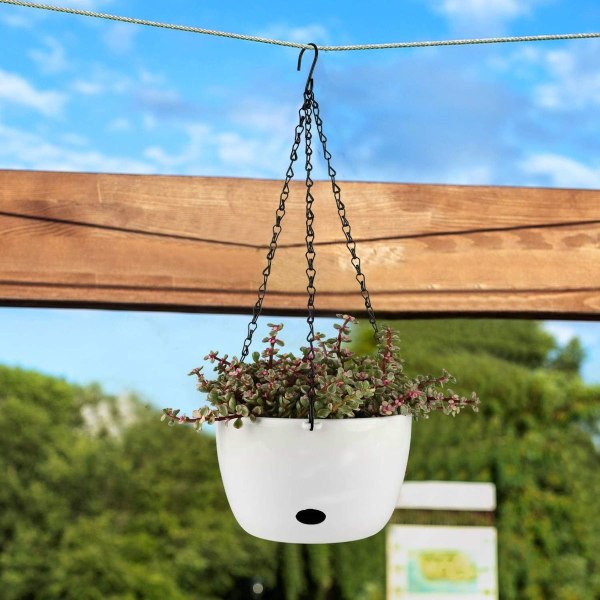 24CM Automatiske Vandingsblomsterpotter, Runde PP Plastplanter med Vandingshul