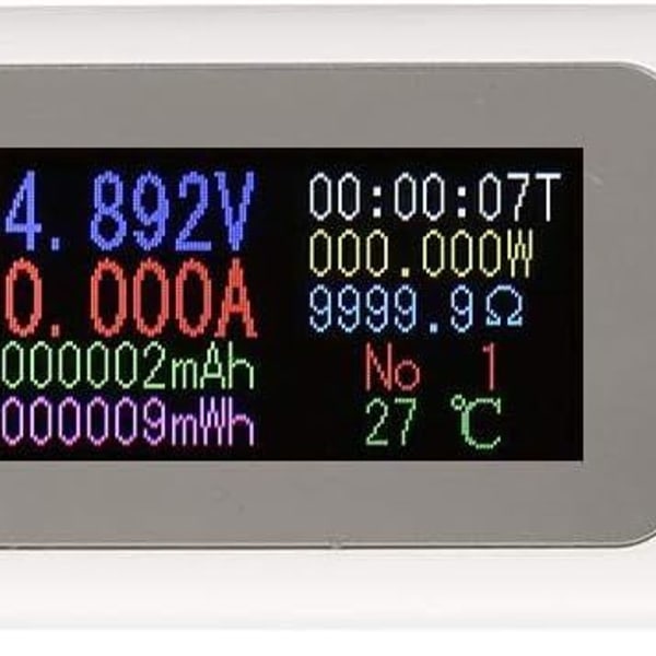 USB-tester, opladerdetektor, LCD-skærm, digitalt voltmeter