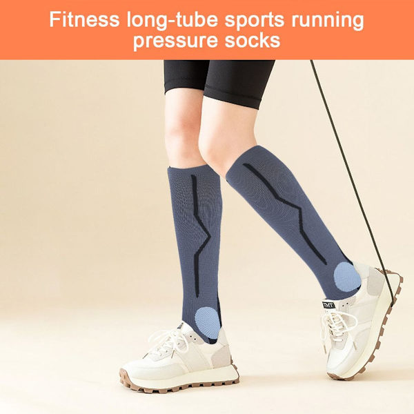 Fitness Tube Kompressionsstrumpor - Utomhus Sport Fitness Grå KLB