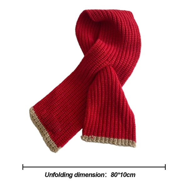 Børns strikkede halstørklæde Fashion Solid Color Toddler Soft Warm Halstørklæder Rød