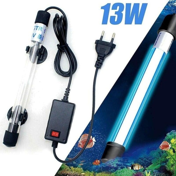 13W UV sterilisatorlampe til akvarier, nedsænkelig