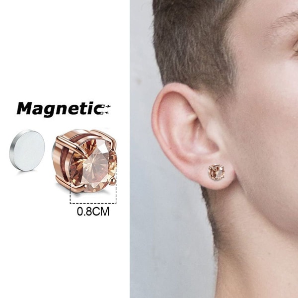 2 par rosa guld zirkon magnet øreringe uden hullede øreringe KLB