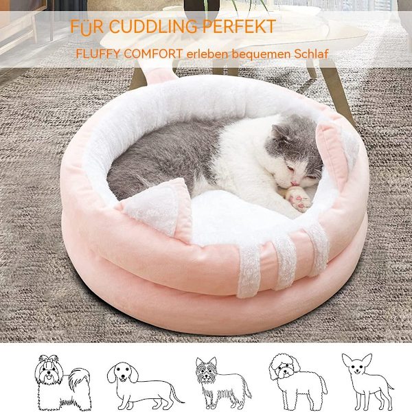 Petcute kattehule katteseng, vaskbar kattetelt kattekurv til katte og hunde, KLB