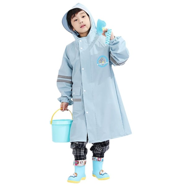 Blå børneregnfrakke med skoletaske, børnehue, studerende, XL KLB