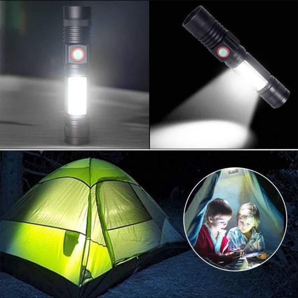 LED Ficklampa USB Uppladdningsbar Super Bright Cob Arbetsljus Verkstadslampa KLB