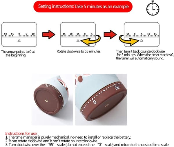 Rotasjonstidsstyring Timer Reverseringstimer mekanisk påminnelsestimer Barn-