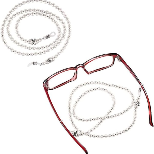 2-pack glasögonkedja Litet vit pärlglasögonhalsband