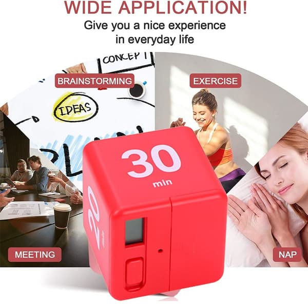 Kube-timer, tyngdekraftsensor, flip-timer, barneklokke, treningsklokke, rød