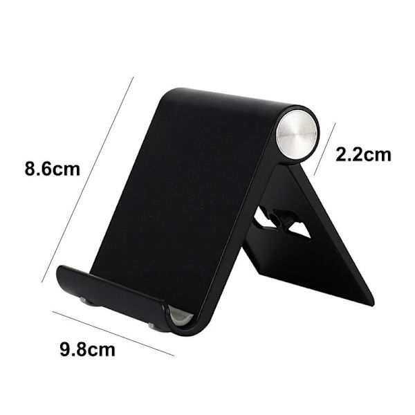 Justerbar telefonholder for skrivebord, sammenleggbar, svart