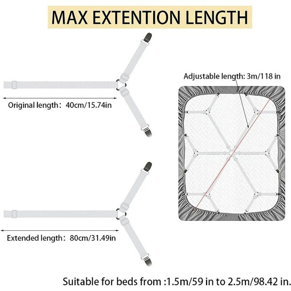 Spännlakan Spännlakan Justerbart Spännlakan Klämma Elastisk 3-vägs 6 Se