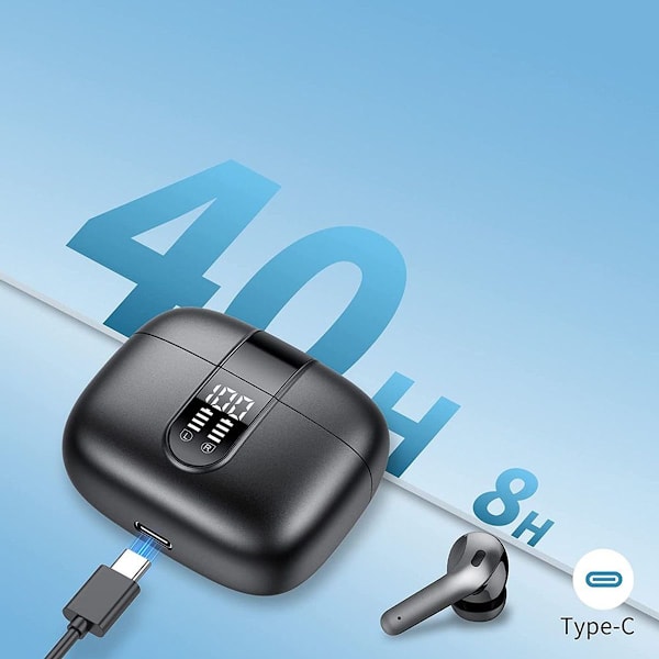 Korvakuulokkeet Bluetooth mikrofonilla, Ipx5 vedenpitävät USB C -kuulokkeet