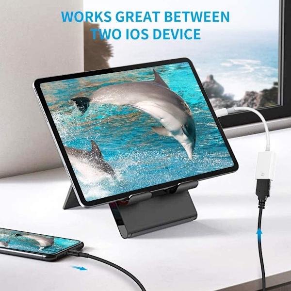 USB-kameraadapter, USB 3.0 OTG-kabel for iPhone/iPad for tilkobling
