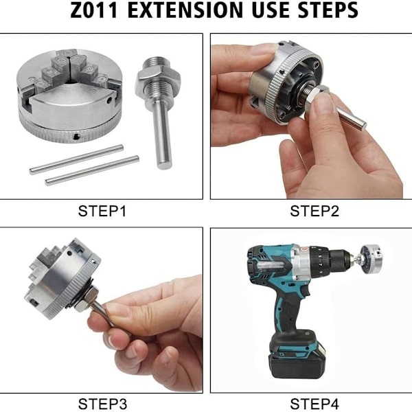 Mini dreiebenk - Mini dreiebenk i sinklegering med tre kjever chuck M12*1 hånddrill