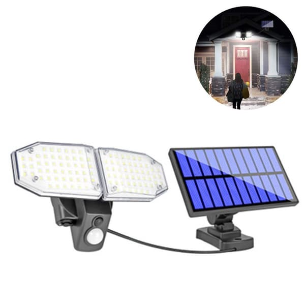 Split solcelle vegglampe, solcellelamper for utendørs bruk med bevegelsessensor, 100 KLB